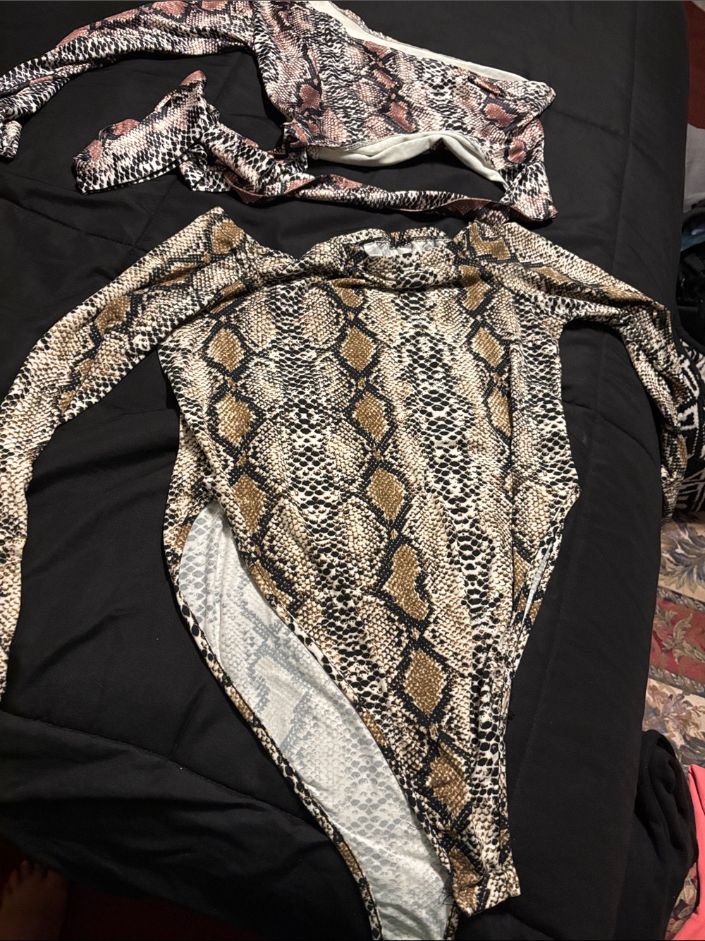Snake Print Brown Tops